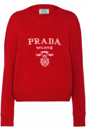 Prada Ženy Svetry - Intarsia-knit logo jumper
