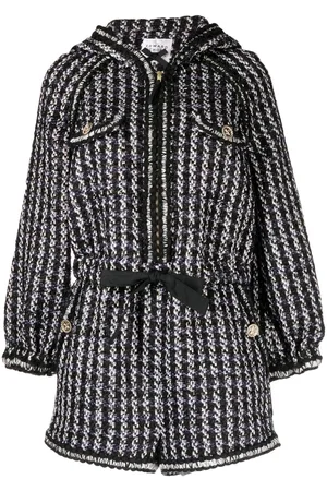 Edward Achour Paris Tweed hooded short jumpsuit