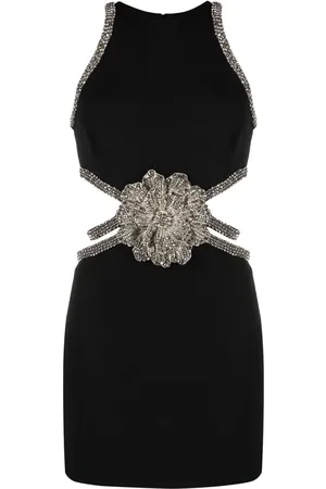 LOULOU Luna crystal floral-embellished minidress