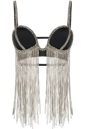 LOULOU Crystal-embellished triangle top
