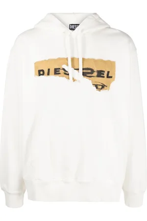 Diesel Ripped logo print hoodie