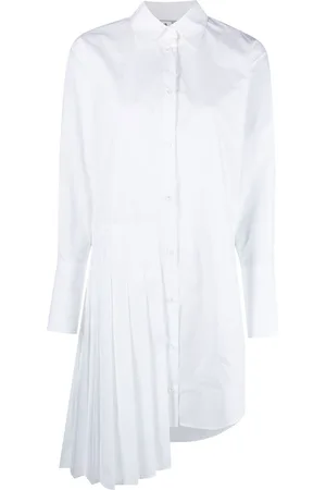 OFF-WHITE Diag plissé cotton shirt dress
