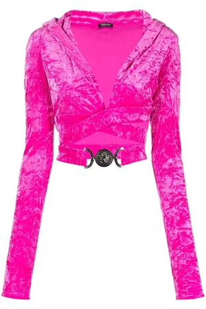 VERSACE Crossover velvet-finish top