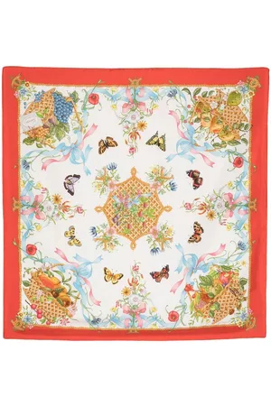 Gucci 1970s butterfly floral print silk scarf