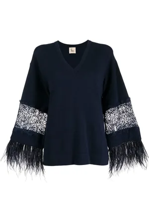 Paula Floral-lace detail knitted top