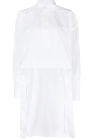 Plan C Asymmetric-hem cotton shirt