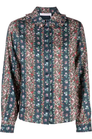 See by Chloé Floral-print ruffle-collar shirt