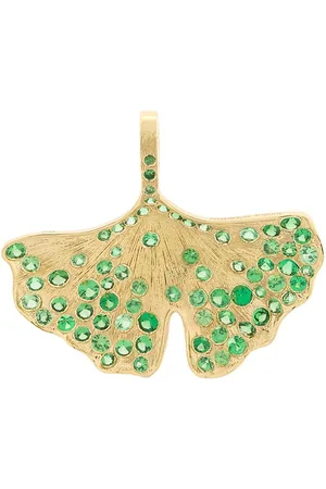 Aurélie Bidermann 18kt yellow Ginkgo tsavorite pendant