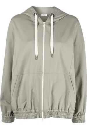 Brunello Cucinelli Jersey-knit drawstring zipped hoodie