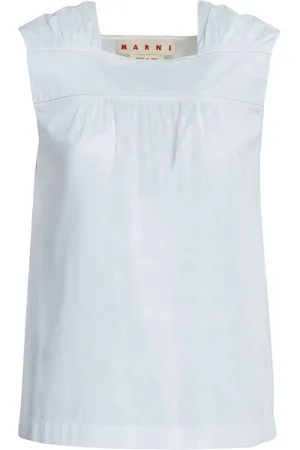 Marni Ruched sleeveless cotton top