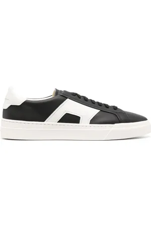 santoni Contrasting-panel leather sneakers