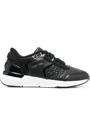 Calvin Klein Leather monogram-pattern sneakers
