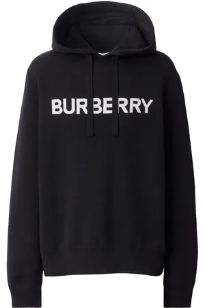 Burberry Logo-intarsia drawstring hoodie