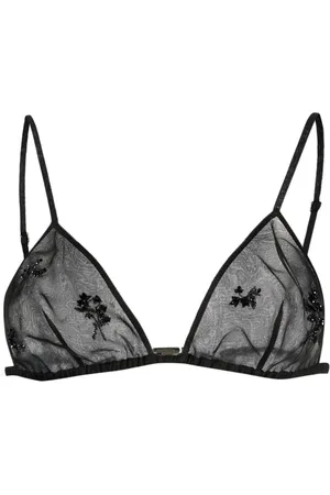 Prada Embroidered-detail sheer silk bralette