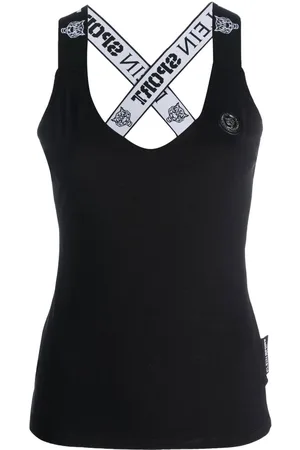 Philipp Plein Logo strap V-neck cotton tank top