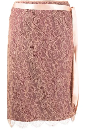 VALENTINO GARAVANI 1990s side-tied lace skirt
