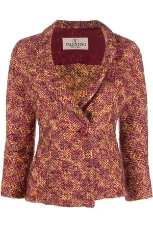 VALENTINO GARAVANI 1990s woven bouclé narrow lapels jacket