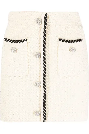 Self-Portrait Braided-trim knitted skirt