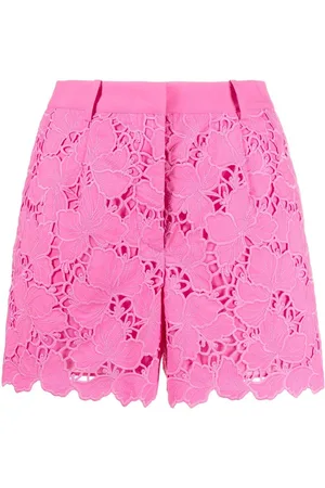Self-Portrait Floral-lace scalloped shorts
