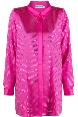 Self-Portrait Rhinestone-embellished long-sleeved shirt