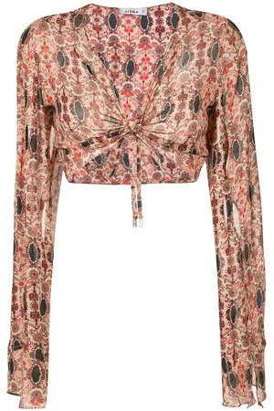 AMIR SLAMA Floral-print cropped blouse