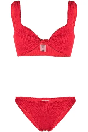 Hunza G Twist-detail crinkle bikini set