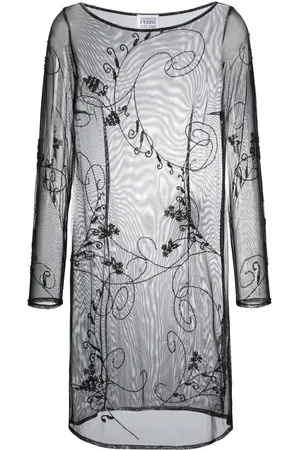 Gianfranco Ferré 1990s floral-embroidered long-sleeved dress