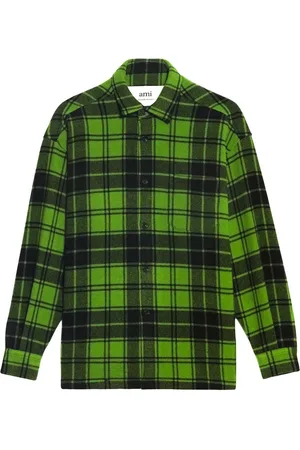 Ami Logo-print plaid-patterned shirt