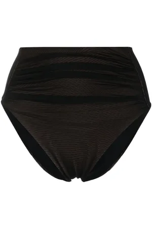 Self-Portrait Gathered high-waisted bikini bottoms