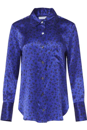 Equipment Graphic-print long-sleeve silk shirt