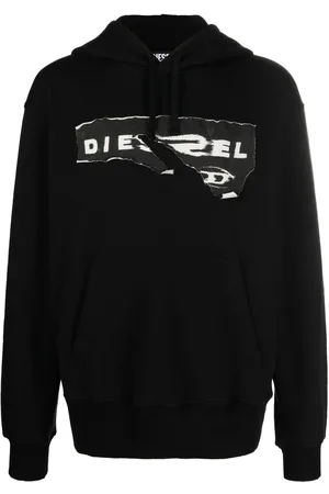 Diesel Ripped logo print hoodie