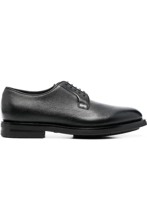 santoni Almond-toe leather derby shoes