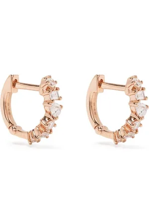 EF Collection 14kt rose gold diamond huggie earring