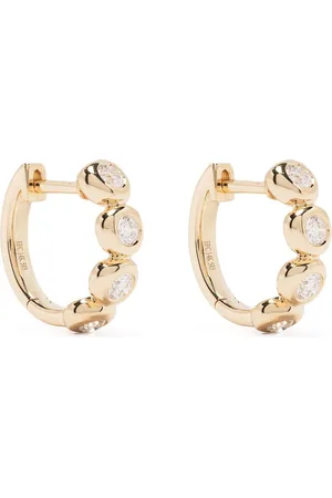 EF Collection 14kt yellow Pillow diamond huggie earring