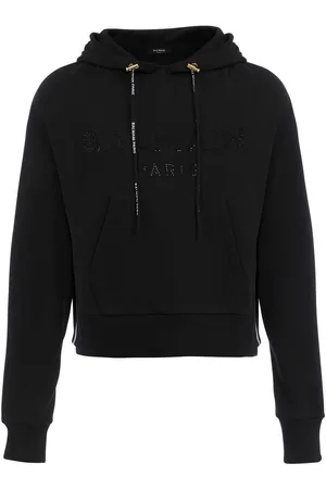 Balmain Rhinestone cotton hoodie