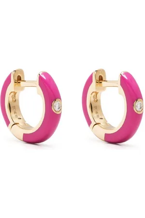EF Collection 14kt yellow Berry enamel and diamond huggie earrings