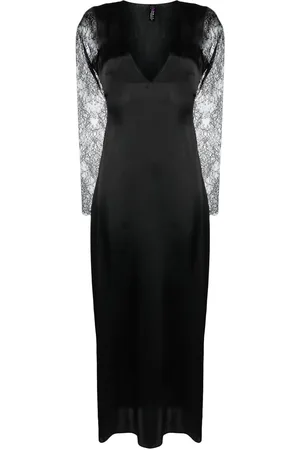 MAISON CLOSE Rendez-Vous lace-sleeve silk dress