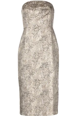 Sachin & Babi Isa gilded jacquard midi dress