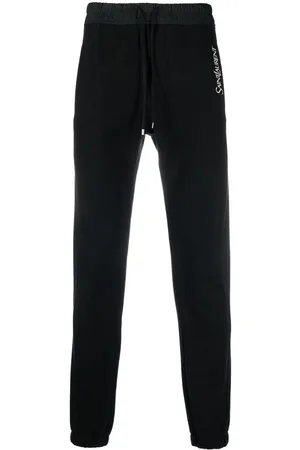 Saint Laurent Embroidered-logo cotton track pants