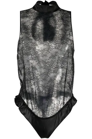 MAISON CLOSE Lace-panel halterneck body