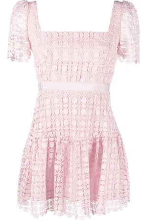 Self-Portrait Lace-detail short-sleeved mini dress