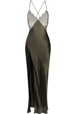 MAISON CLOSE Rendez-Vous lace-panel silk dress