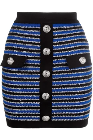 Balmain Striped button-fastening skirt