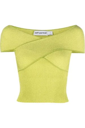 Self-Portrait Knitted off-shoulder top