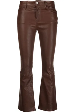 Frame Flared polished-finish trousers