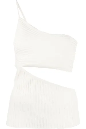 ANDREADAMO One-shoulder cut-out ribbed top