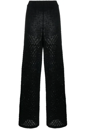ROTATE Loose-knit high-waisted trousers