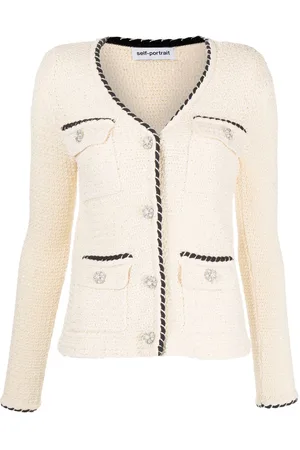 Self-Portrait Contrasting-trim knitted cardigan