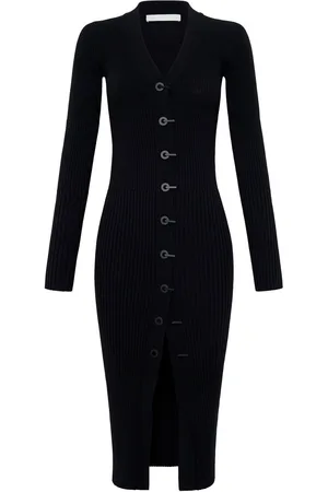 DION LEE Ribbed-knit cotton-blend dress
