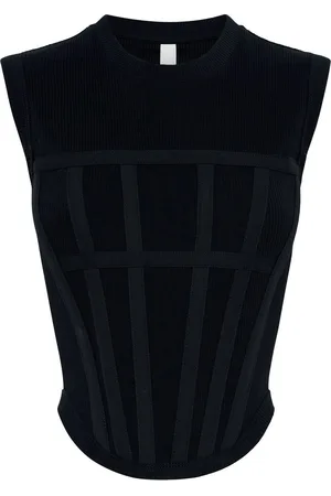 DION LEE Ribbed corset top